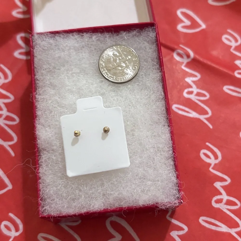 14KT Gold Kids Teddy Bear Stud Earrings - Gold